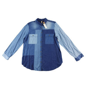 $138 Anthropologie Pilcro NEW Blue Colorblock Button Front Womens S Shirt Blouse